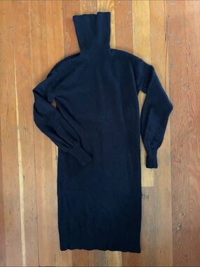 J. Crew XS Black Turtleneck Knit Sweater Midi Dress